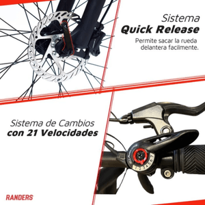 MTB R29 RANDERS HORUS 21V CUADRO ALUMINIO AZUL/NGERO TALLE L-20