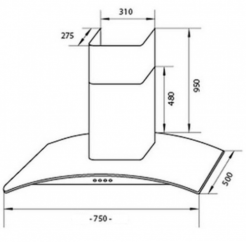 CAMPANA DE PARED TST 75cm ACERO INOX. LACAR