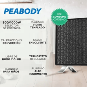 VITROCONVECTOR PEABODY 500/1000w NEGRO PE-VC10N