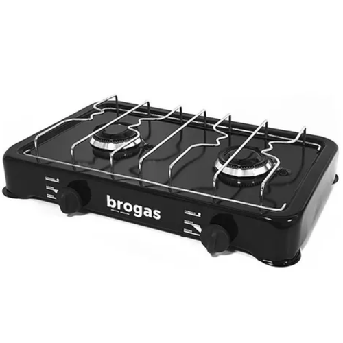 ANAFE BROGAS 2 HORNALLAS ENLOZADO GAS NATURAL NEGRO
