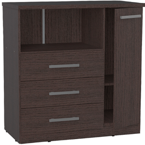 CÓMODA 3 CAJONES 1 PUERTA 1 ESTANTE LINEA PREMIUM TONO WENGUE 291