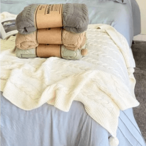MANTA BLANKERY TEJIDA RUSTIC C/BORLAS NATURAL BH074 - 417