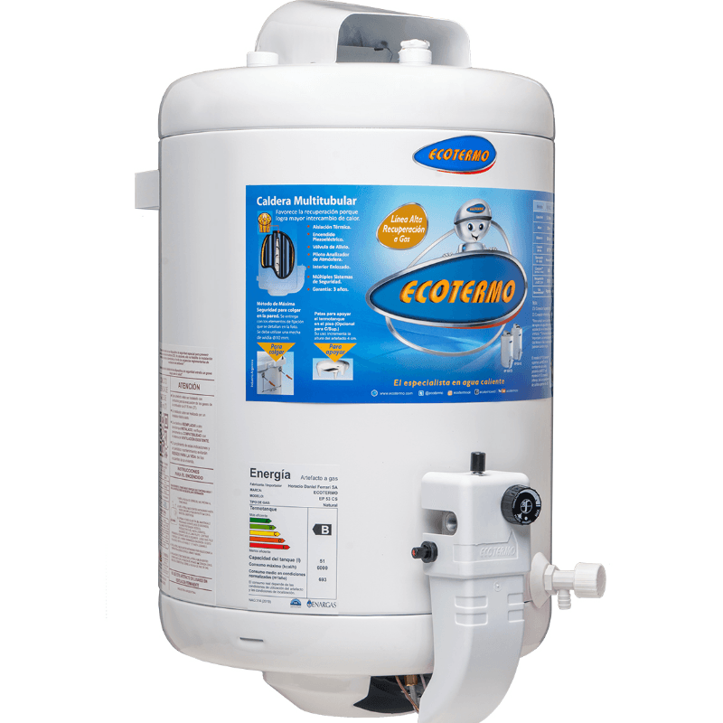 TERMOTANQUE ECOTERMO 53L ALTA/RECUP. DE COLGAR CONEX. SUPERIOR GN