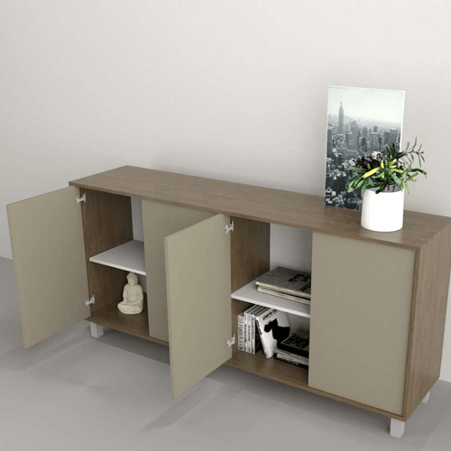BAHIUT E-TABLES 4 PUERTAS 1.80M NOGAL / GRIS 7008-CNG