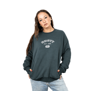 buzo rusty college dr0pout crew verde mujer