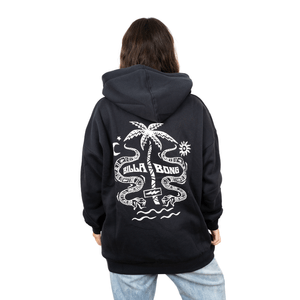 BUZO BILLABONG TIKI SNAKE OVER HOOD NEGRO MUJER