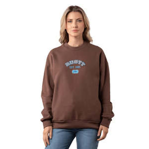 buzo rusty college dr0pout crew marron mujer