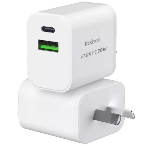 CARGADOR FOXBOX FLUX D/PARED 20W BLANCO