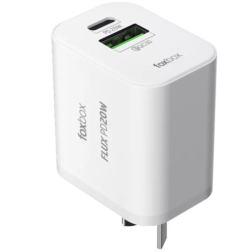 CARGADOR FOXBOX FLUX D/PARED 20W BLANCO