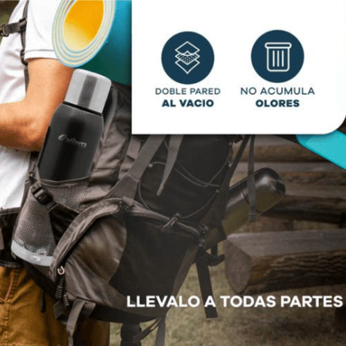 TERMO OUTDOORS ROSA 1 LT + MATE Y BOMBILLA