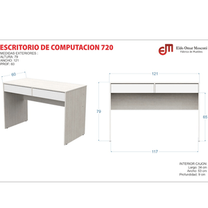 ESCRITORIO E-MOSCONI DE COMPUTACION 720 TONO BLANCO 81072
