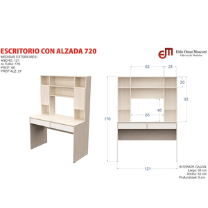 ESCRITORIO E-MOSCONI De COMPUTACION CON ALZADA TONO BLANCO 81074