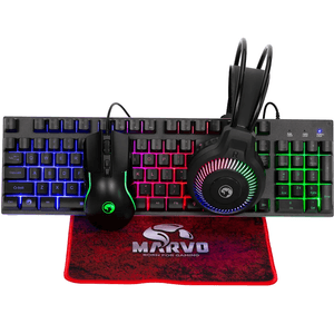 TECLADO Y MOUSE MARVO CM416 + AURICULAR + PAD