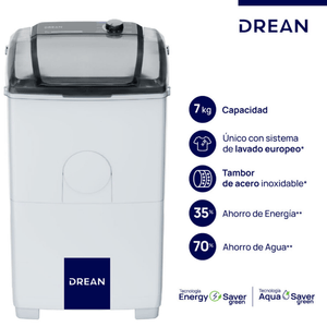 LAVARROPPAS DREAN 7KG SEMI AUTOMATICO CUADRADO BLANCO LTDR79SB