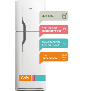 HELADERA C/FREEZER GAFA 374L BLANCA EXTRA FREEZER HGF388AF