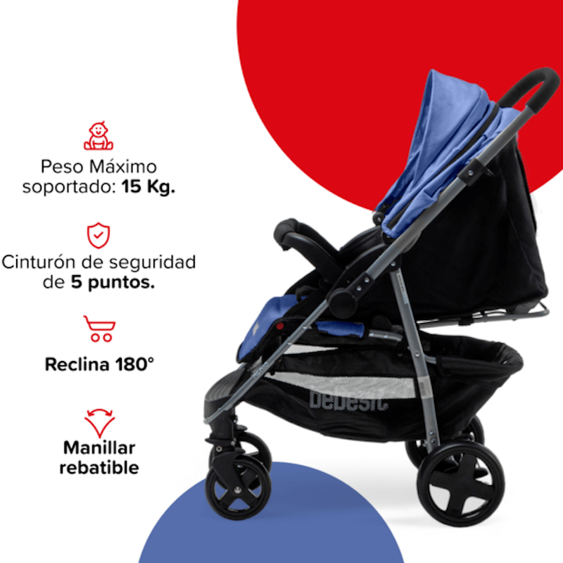 Cochecito de Paseo Rebatible Azul 1390 SD 2