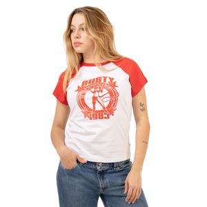 REMERA RUSTY DARING DEVIL CAP SLEEVE BABY TEE MUJER