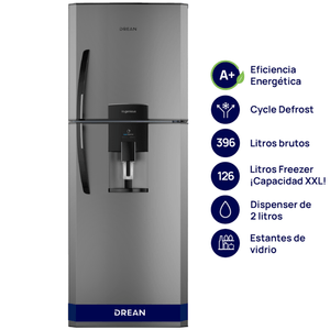 HELADERA C/FREEZER DREAN 396L C/DISPENSER HDR400F41E