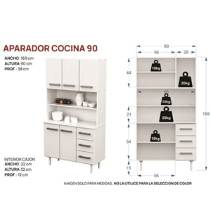 APARADOR DE COCINA E-MOSCONI TONO MALTA 90CM 10321