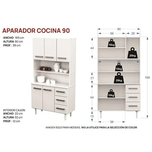 APARADOR DE COCINA E-MOSCONI TONO VENECIA 90CM 10320