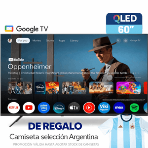 SMART TV BGH  60" QLED GOOGLE TV B6026US7G + CAMISETA ¡DE REGALO!
