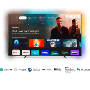 SMART TV PHILIPS 75" 4K QLED + MINI LED AMBILIGHT GOOGLE TV 75PML9118/77