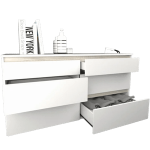 COMODA E-TABLES 6 CAJONES TONO BLANCO 3113-BM