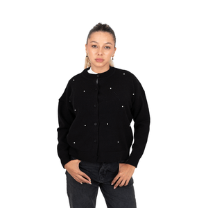 SWEATER NUCLEO ROMBOS CON PERLAS NEG MUJER