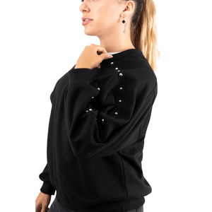 BUZO NUCLEO CON RECORTE Y TACHAS NEG MUJER