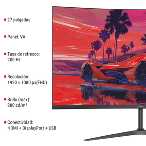 Monitor Level Up 27" Gamer Curvo 200Hz FHD 27-UP6580C