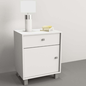 Mesa E-Tables D/Luz 1Puerta 1 Cajon Tono Everest/ Blanco 6426Ev