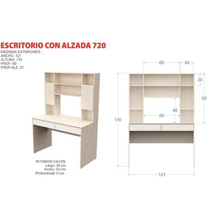 Escritorio E-Mosconi De Computacion Con Alzada Tono Blanco 81074