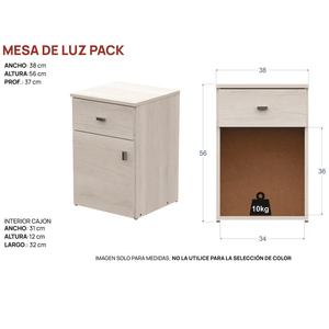 Mesa De Luz E-Mosconi Pack Tono Blanco Mate 56247