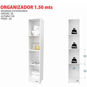 Organizador E-Mosconi C/Estantes 1,50M Tono Blanco 10158