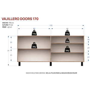 Vajillero E-Mosconi Doors 170 Tono Nebraska Natural/Blanco 56926