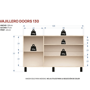 Vajillero E-Mosconi Doors 130 Tono Nebraska Gris/Blanco 56924