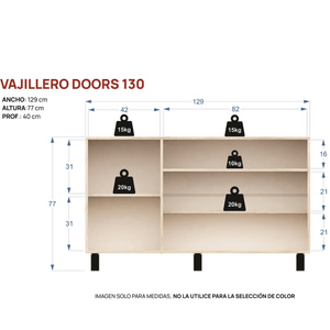 Vajillero E-Mosconi Doors 130 Tono Nebraska Gris/Negro 56925