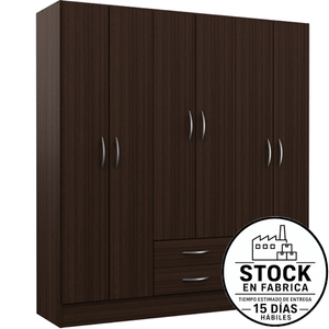 Placard E-Mosconi Pack 26 6 Puertas Tono Chocolate 181x169x46Cm 57080