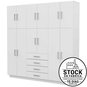 Placard E-Mosconi Dakar Plus 12 Puertas Tono Blanco 214x209x46Cm 56583