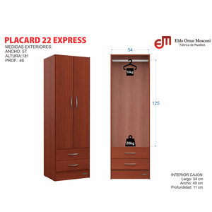 Placard E-Mosconi Milenial Express 2 Puertas Tono Grei 57x181x46Cm 55316