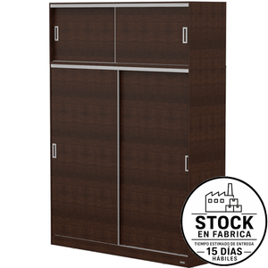 Placard E-Mosconi Dakar Puertas Corredizas c/Baulera Tono Wengue 179x242x54Cm 56380
