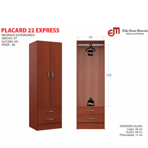 Placard E-Mosconi Milenial Express 2 Puertas Caoba 57x181x46Cm 55981