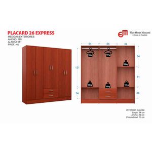 Placard E-Mosconi Milenial Express 6 Puertas Tono Caoba 169x181x46Cm 55985