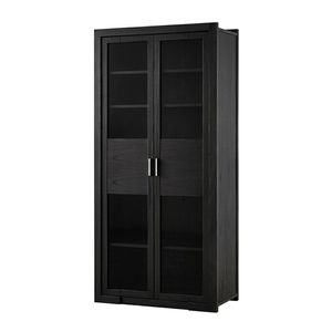 Vitrina Genoud Contemporánea Negra con Puertas de Vidrio 90x45x190 cm