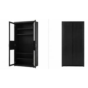 Vitrina Genoud Contemporánea Negra con Puertas de Vidrio 90x45x190 cm