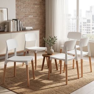 Combo Silla Milan Madera Polimero Blanca X4 unidades