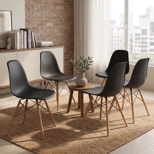Combo Silla Eames Nordica Negra x4 unidades