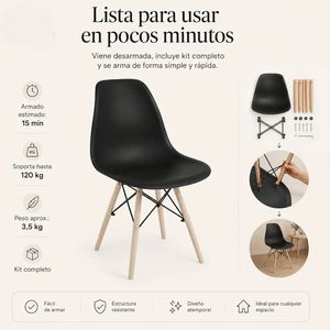 Combo Silla Eames Nordica Negra x4 unidades